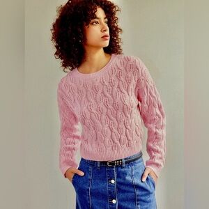 Jessica Simpson Cable Knit Cropped Long Sleeve Sweater - Size XL